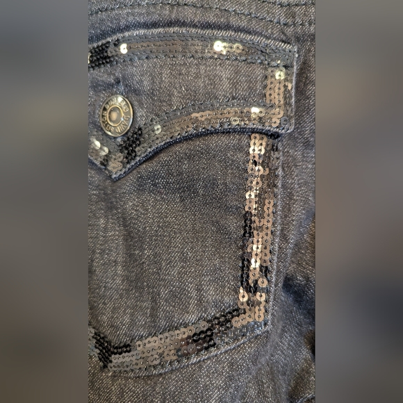 Buffalo David Bittone black Panettire stretch boot cut sequence detail jeans 30 - Picture 5 of 9